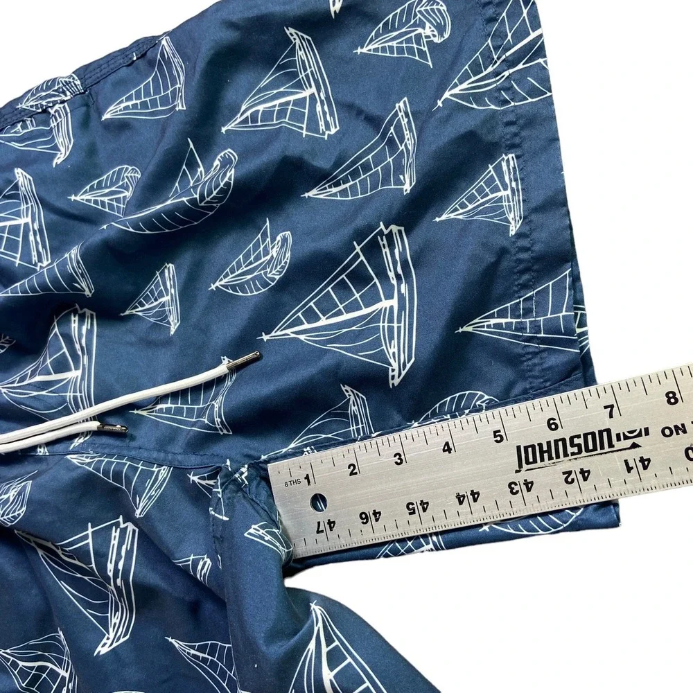 SPICY TUNA Swim Lined Trunks Shorts Summer Sail Boat Blue Draw String Sz M   OST